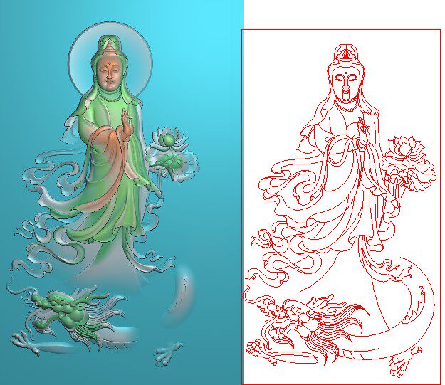 Fine carving picture Ruyi Guanyin Yulong dragon head net bottle lotus lotus relief picture gray picture jade carving picture 46 card belt line