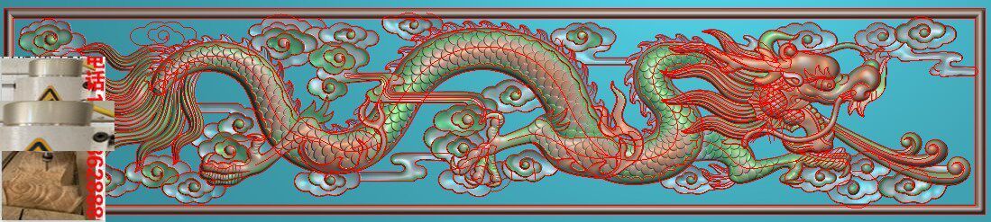 Single Yunlong horizontal plate with sandalcarvine fine carvings jade carvings bmp wooden carvings gray chart