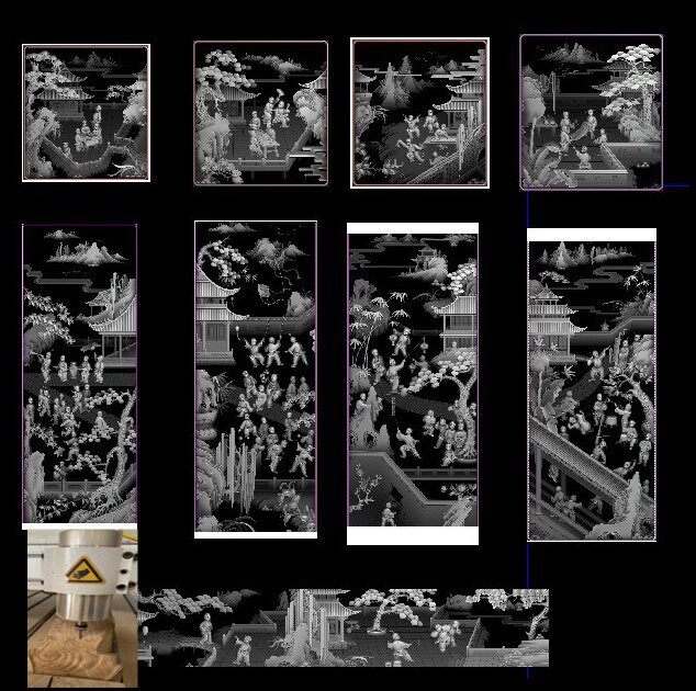 Baizi top box cabinet bookcase door panel flower and bird four seasons flower large wardrobe jdp relief map grayscale map antique furniture