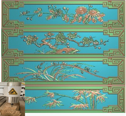 Carved map jdp relief map grayscale map bmp plum orchid bamboo chrysanthemum four seasons flower drawer set with framed drawer