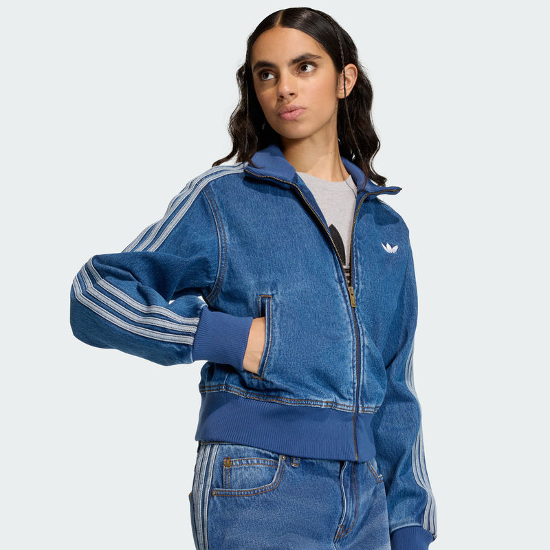 Adidas Adidas Trefoil 26Th Autumn Women's Stand Collar Retro Denim Short Jacket Kd2913 Adidas Adidas Trefoil 26Th Autumn Women's Stand Collar Retro Denim Short Jacket Kd2913