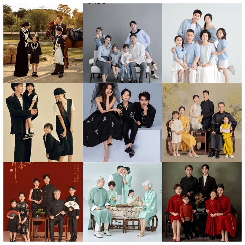 Family Portrait New Retro Chinoiserie Family of Four and Six Photography Theme Dress Photo Studio Photo Family Suit Family Portrait New Retro Chinoiserie Family of Four and Six Photography Theme Dress Photo Studio Photo Family Suit