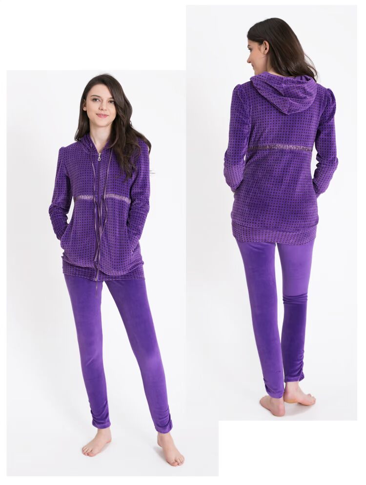 Han Cai pyjama mùa thu đông ngỗng xuống buổi sáng chạy thể thao và giải trí phù hợp với dây kéo trùm đầu dịch vụ nhà đầm ngủ đẹp