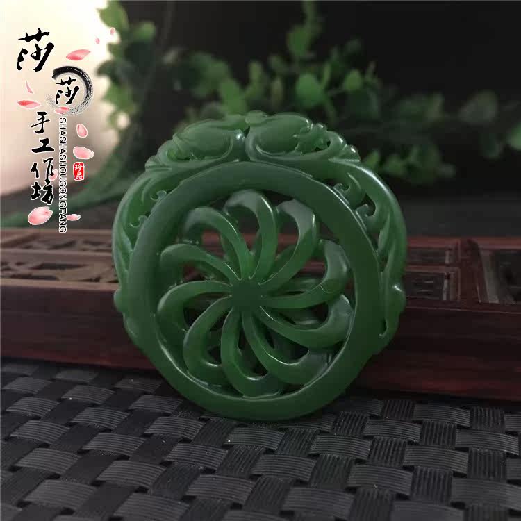 High imitation Bibi jade double-sided hollowed-out double-dragon to run pendant hanging ornament handmade DIY classical Yupei props