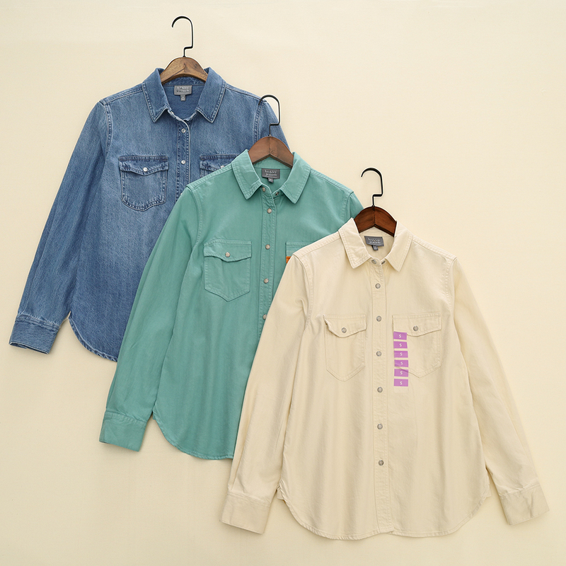 261895 Washed Tencel! American Style Casual Workwear Loose Shirt-Style Denim Jacket for Women 0.5
