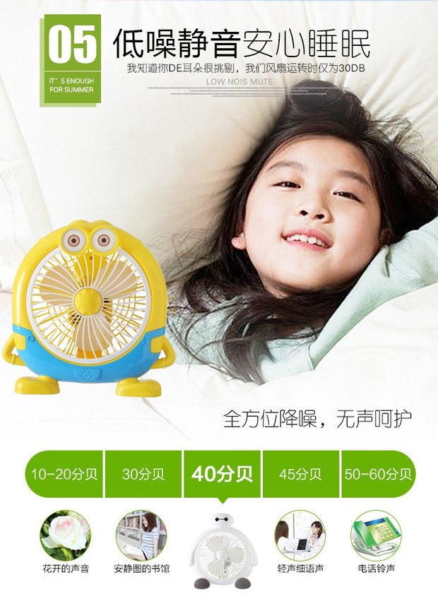 Phim hoạt hình Little Yellow Man Mini Quạt máy tính để bàn Sinh viên Ký túc xá Văn phòng tại nhà Biến quạt quạt hút mini