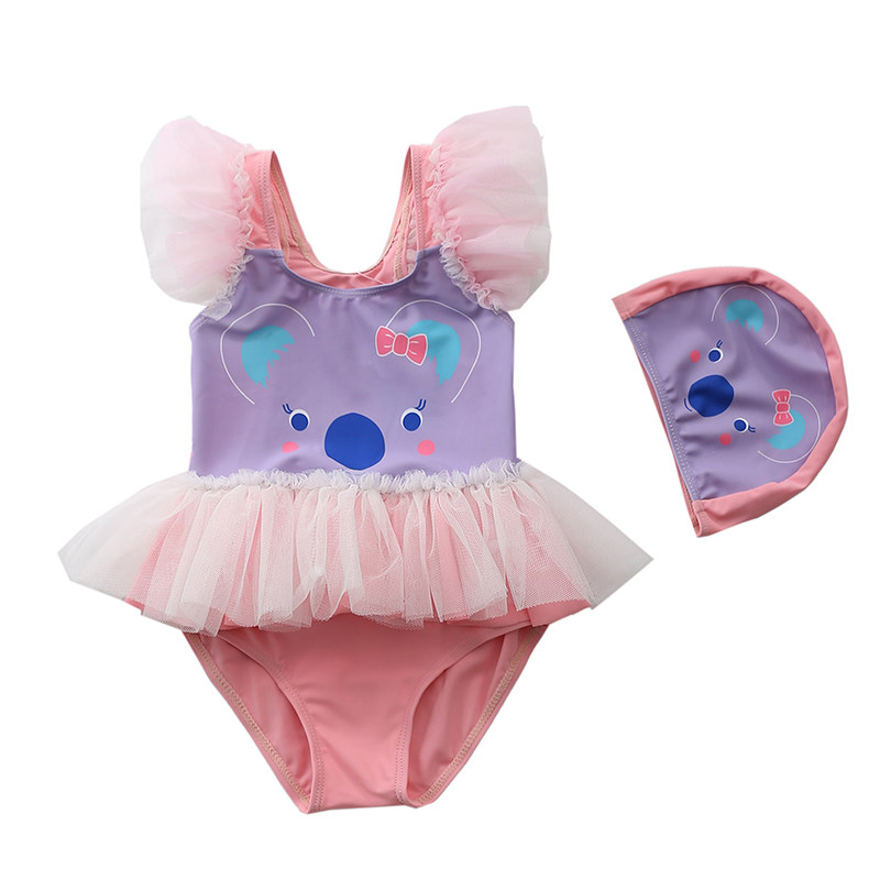 Children's swimsuit female one-piece koala swimsuit comfortable and cute pleated skirt girl baby baby girl swimsuit