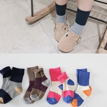 Korean version of tide spring and autumn children boys and girls neutral style color color difference Korean version of retro childrens double stitch socks