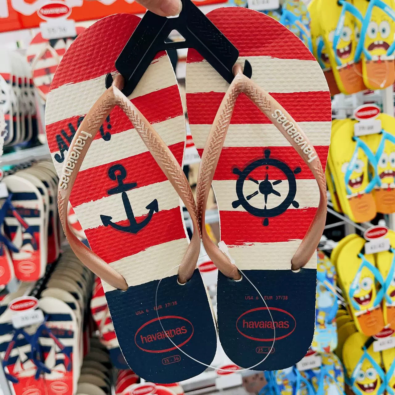 Новые HAVAIANAS Brazil Havana противоскользящие Пингсян Большой цветок слов слепер лето прохождение по пляжу море летом