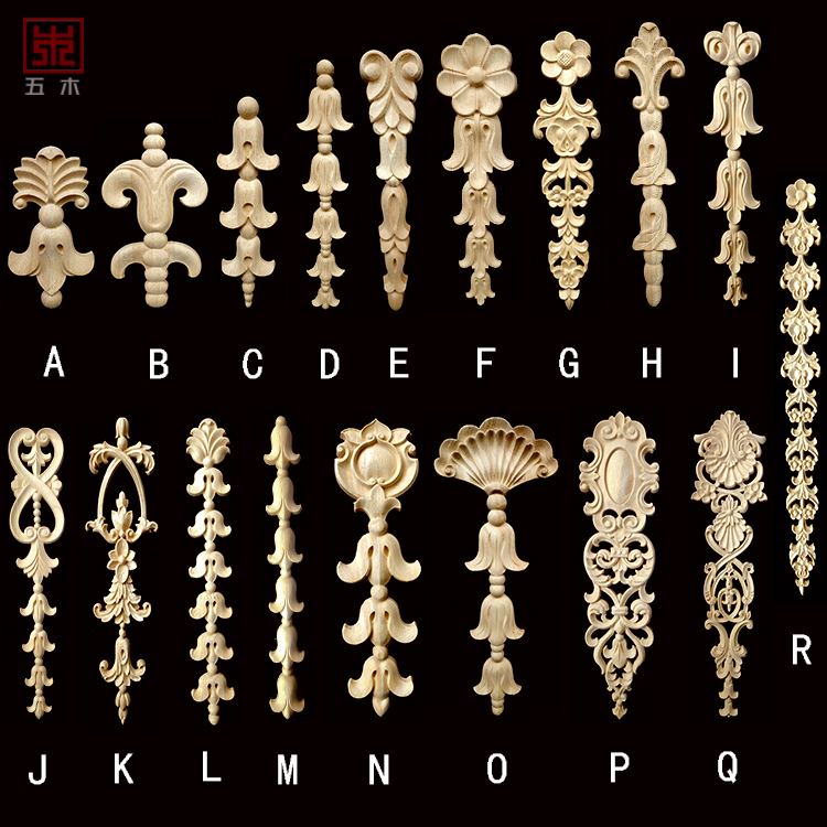 Dongyang Wood Carving European-style Solid Wood Carving Furniture Door Heart Cabinet Door Decal Roman Stigma Decal Flower Corner