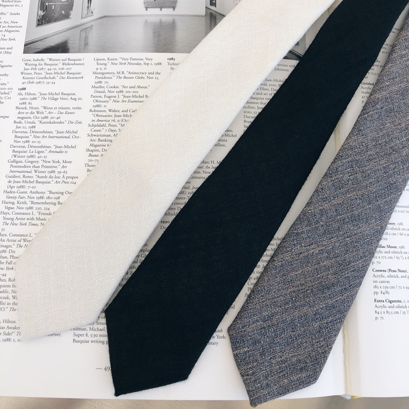 Wool small tie male Korean version Career positive dress Business black casual men's tie student Inn Wind narrow version of the wave