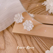 lace no earhole original design method Zhao Ruth same mountain tea flower white purple mosquito incense tray ear clip