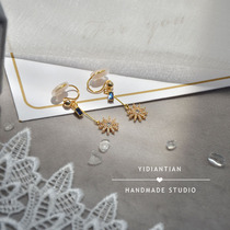 New product Original design Blue chicks Sunflower zircon Mosquito Coil Pan Ear Clip Without Earhole Stars Earrings Earrings