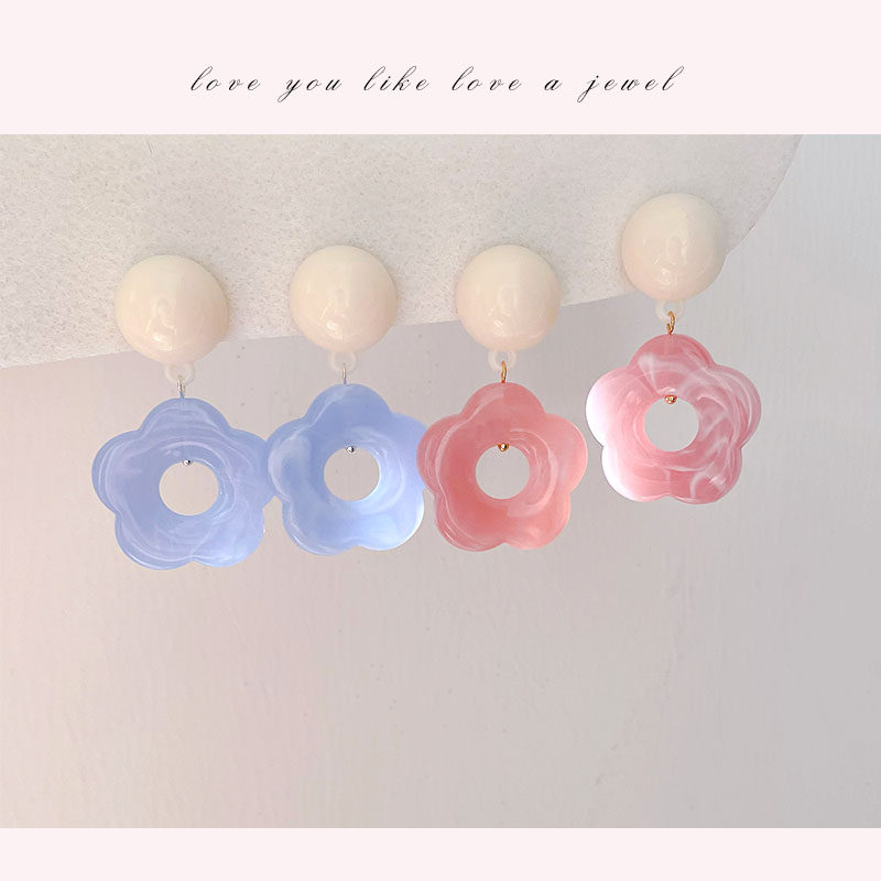 Original design Mosquito Coil Pan Ear Clip Han Wind Fainting Resin Light Blue Pink Hollowed-out Flowers Without Earbuds Ear Accessories