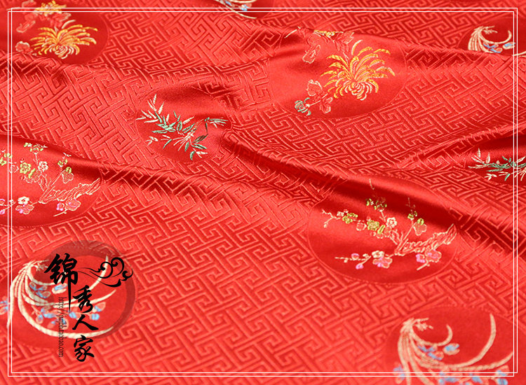 锦秀人家织锦缎梅花布料高级服装面料抱枕古装旗袍丝绸织锦缎面料-阿里巴巴
