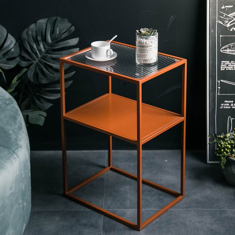 Nordic sofa side table simple wrought iron Changhong tempered glass corner table bedside small table balcony minimalist small coffee table