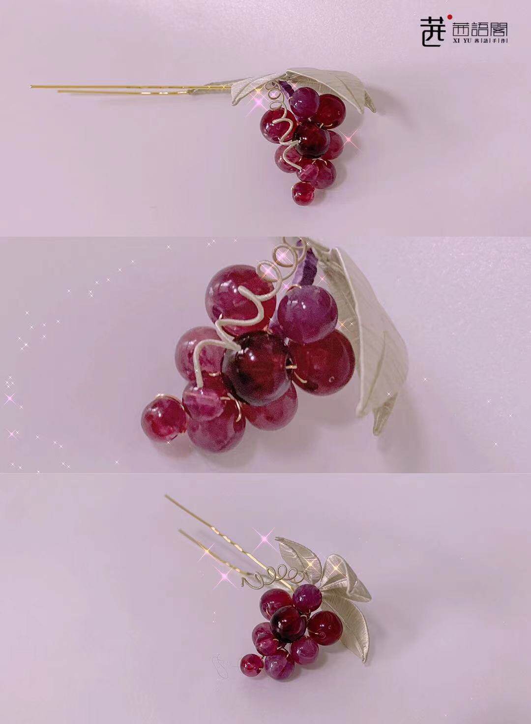 Cute fairy moon night starlight grape small hairpin flower custom hair accessories can be matched with cheongsam Tang, Song and Ming Han clothing