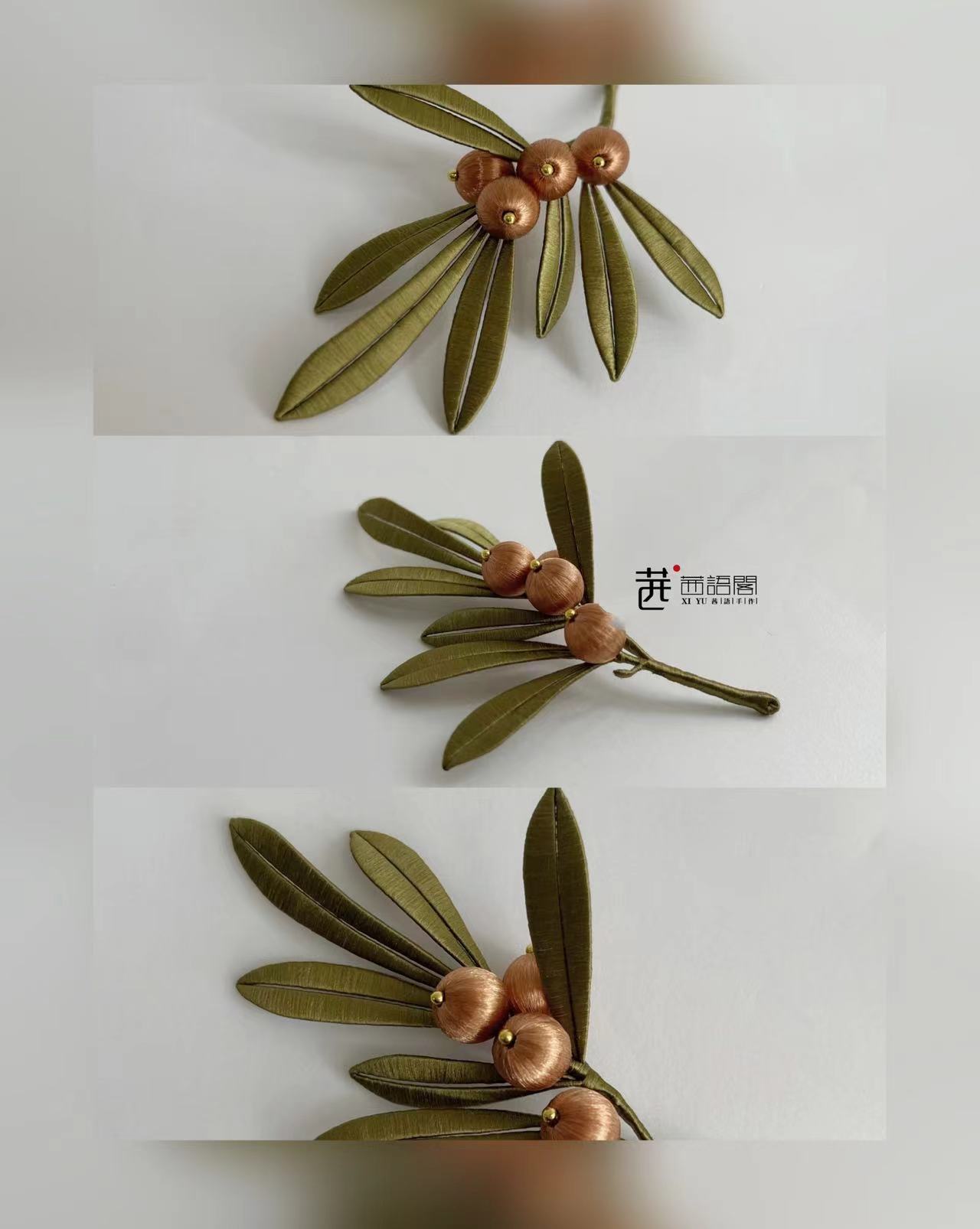 Original Modern Design Seabuckthorn Branch Wrap Flower Brooch Hairpin Hairpin with Hanfu Han Element Cheongsam Suit