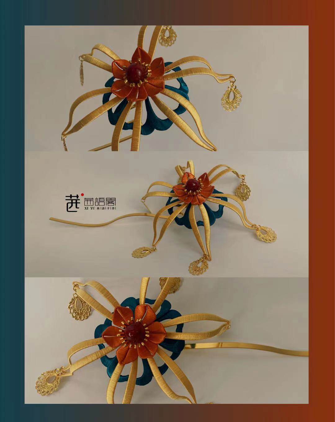 Original design Dunhuang series neon flower hairpin can be matched with Chinese elements