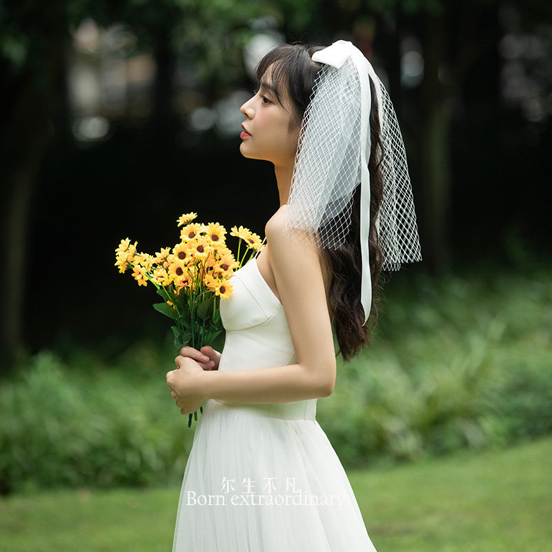 668 new bridal knot wedding photo write real small head yarn headwear styling registered Senteal Brigade slapped mesh head yarn