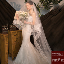 2020 Bride wedding yarn head yarn Korean style new long tailing head yarn Super fairy series photo props vintage head yarn