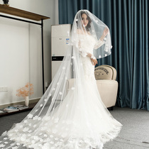 Bride veil wedding dress new Korean wedding veil super long tailing petal long veil wedding 268