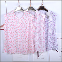 Womens cotton cardigan short-sleeved sweatshirt middle-aged and elderly open vest Old Man large size mother pair