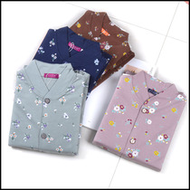 The elderly cotton cardigan autumn coat warm top round neck fat MM fat plus size medium thick autumn coat shirt