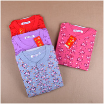 Middle-aged and elderly cotton plus fat autumn clothes cross-body open old cotton cardigan elderly long-sleeved one-piece underwear women