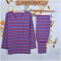 Autumn clothes and autumn pants middle-aged women cotton thermal underwear mother round neck thin size old man cotton sweater set