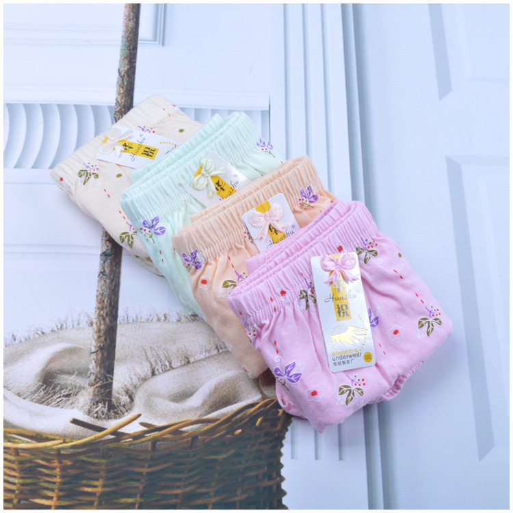 5 tải đồ lót màu rắn eo của phụ nữ 100% cotton cotton tóm tắt kích thước lớn quần short trung niên đồ lót nam nữ