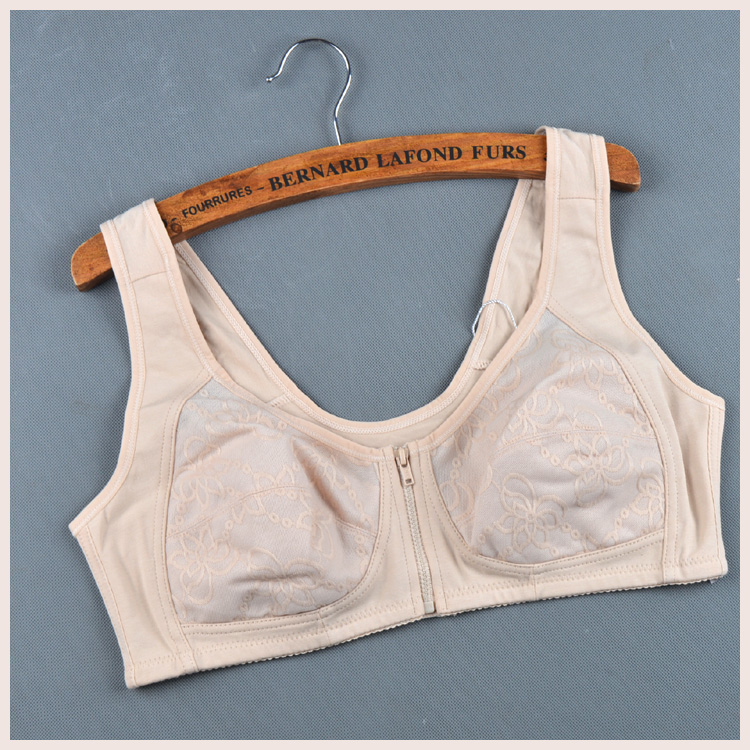 Zhenmeng mẹ size lớn không có vòng thép áo lót đồ lót trung niên và bà già chất liệu cotton mùa hè trước khi mở khóa áo ngực mỏng ao lot cho nguoi gia