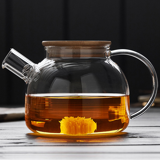 Tea Yi Hall Heat - resistant glass cool kettle thickening fracture pot large capacity bamboo cover cold kettle set