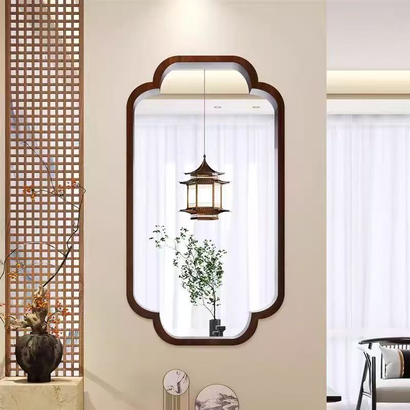 Song-Style Aesthetic Small Wooden Window with Hibiscus Design for Entryway, Decorative Corner Window, Vintage Chinese-Style Tea Room Partition