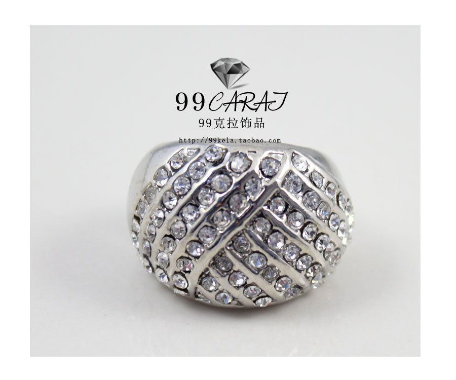 99 carat European and American jewelry brand fashion personality silver flash diamond exaggeration ring (HY)