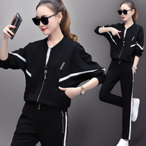 Batshirt sweater fashion casual sportswear set female spring and autumn 2021 New Korean loose long sleeve three-piece
