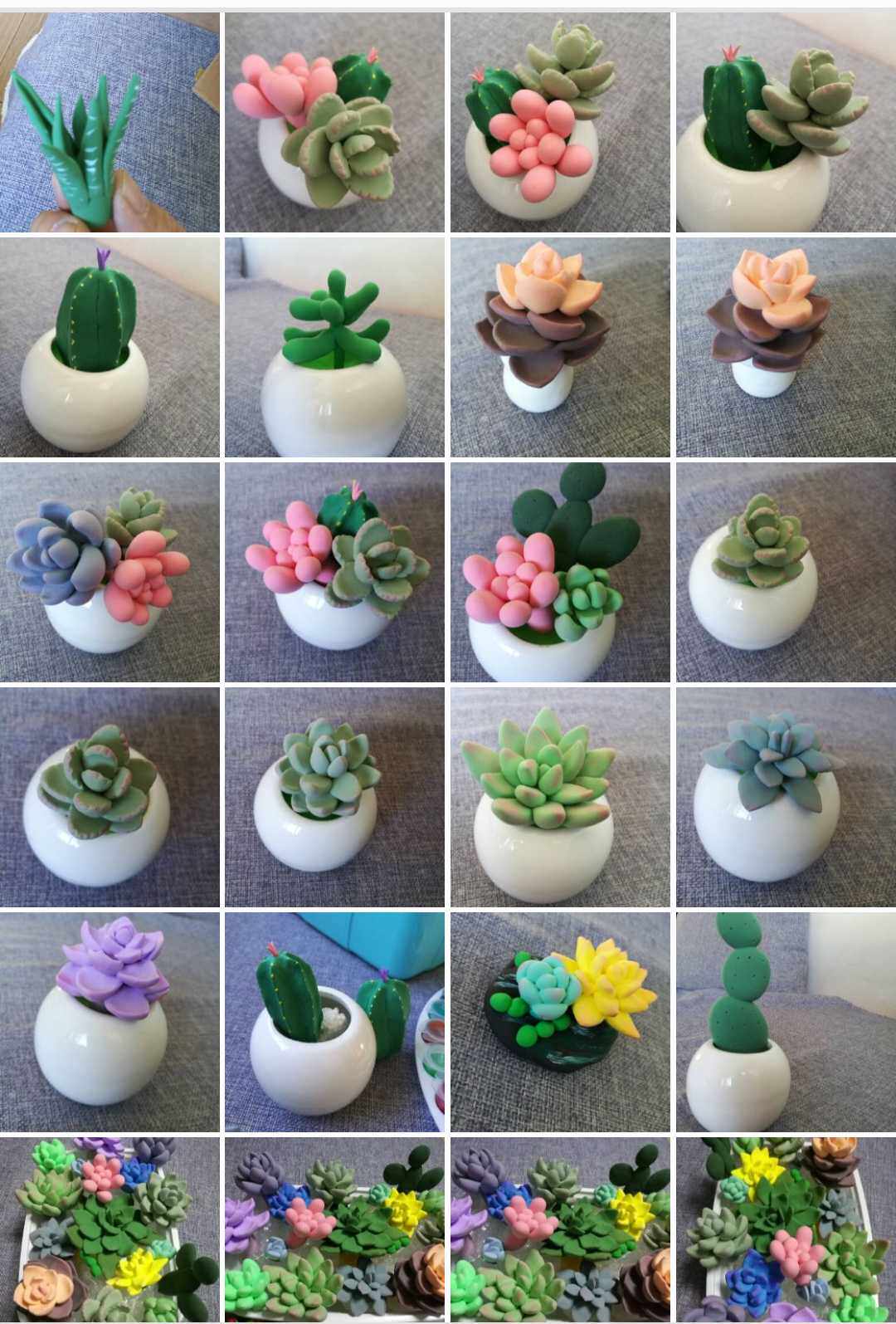 樹脂粘土軟陶超輕土多肉植物diy作品手工仿真創意禮物 成品