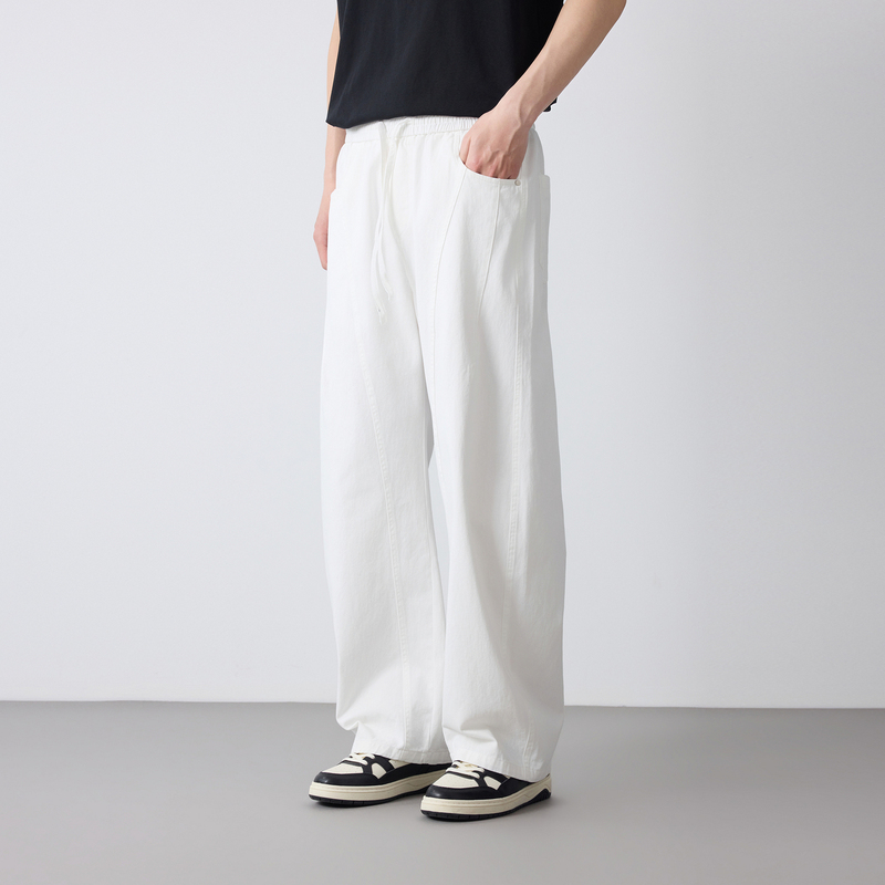 2026 Spring and Summer New Style American Casual Loose Straight-Leg 100% Cotton Textured Woven Casual Pants Versatile Pants