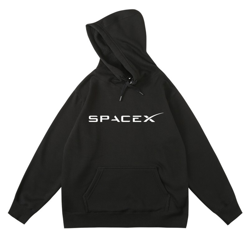 Musk Spacex Tesla Printed Merchandise Autumn and Winter Fleece-Lined Hooded Sweatshirt Unisex Pullover Hoodie