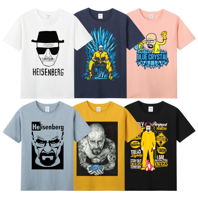 Summer Cotton Round Neck Short-Sleeve T-Shirt for Men, Large Size Base Shirt, American Tv Series Breaking Bad Gus Heisenberg