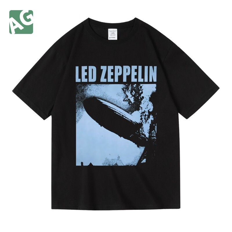 Led Zeppelin Qibulin Airboat Rock Band Peripheral Round Neck Summer Cotton T-Shirt for Men and Women Pullover Short Sleeves