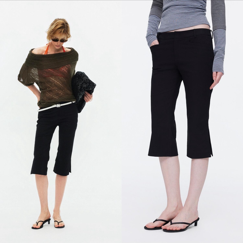 Jhz "Capri Pants" American-Style Popular Plaid Thin Straight-Leg Cropped Pants with Stretch, Slim-Fit Cigarette Pants
