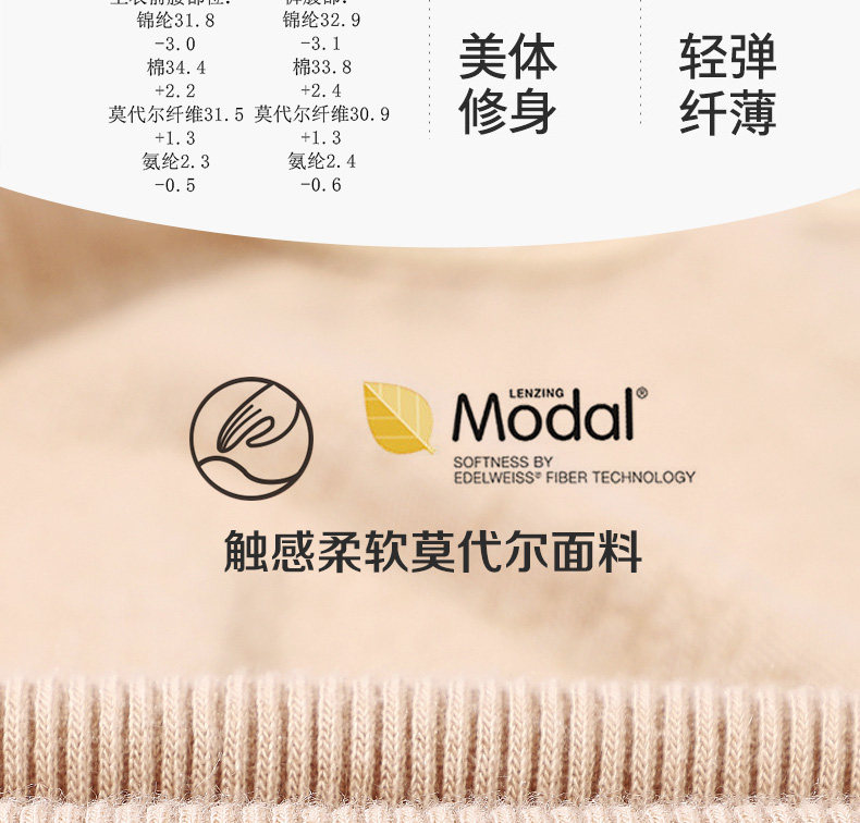 浪莎 女士 美体修身蕾丝秋衣套装 图3
