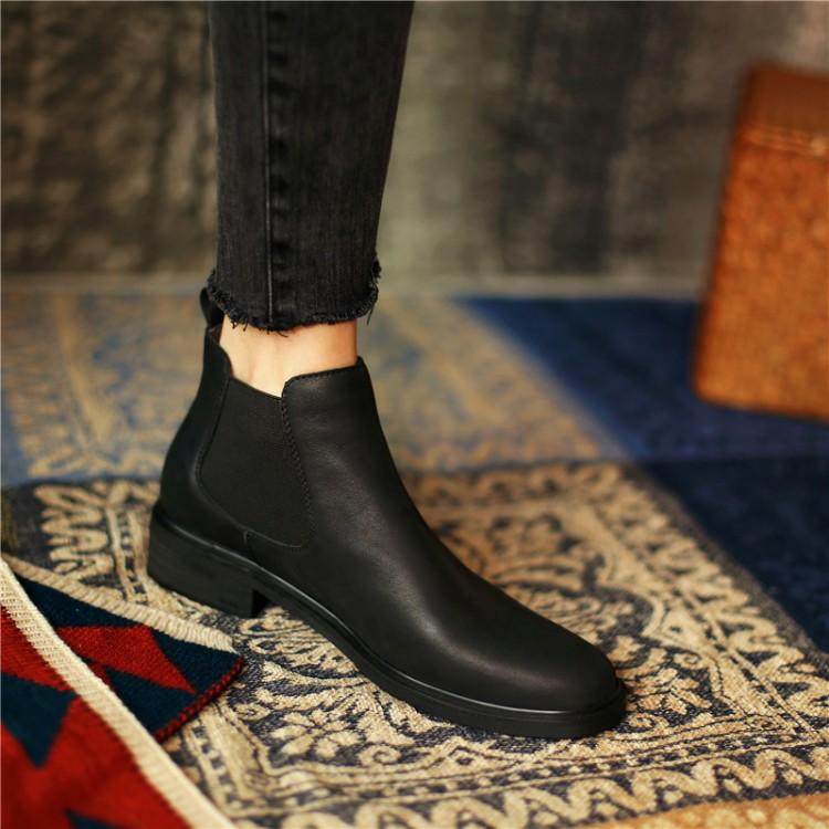 givenivan is up to date ~ ins overfire Chelsea boots short boots woman new coarse heel nude boots 3 5cm