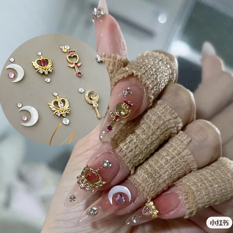 Sailor Moon Nail Art Material Kit Water Ice Moon Nail Art Decorations 2022 New Nail Art Rhinestones One Pair Version