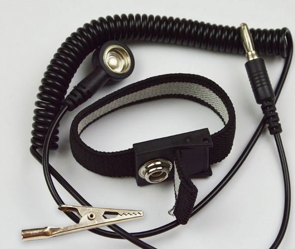 Wired antistatic bracelet wristwatch with rope PU black antistatic bracelet wrist-protecting antistatic bracelet bracelet