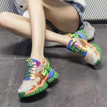 BVLILKA high-end customized new light luxury fashionable mesh sports and leisure thick-soled womens shoes colorful height increasing shoes