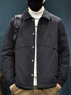 High-end goose down lapel jacket, light down jacket, men's short shirt jacket, winter new trendy brand, autumn and winter warmth