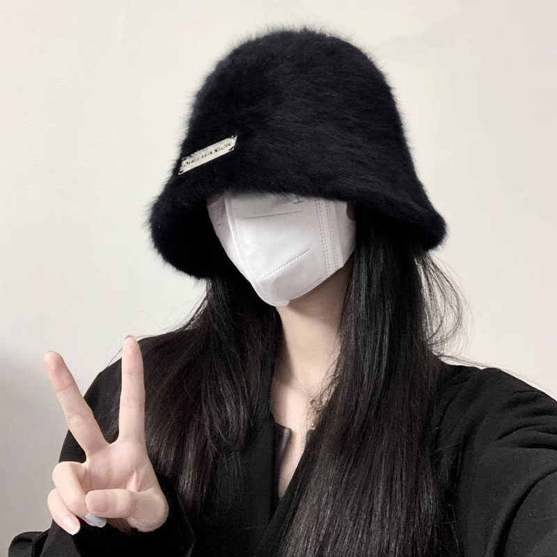 Chic Know联名款黑色兔毛渔夫帽：秋冬必备保暖又时尚_手帕_淘宝服装网