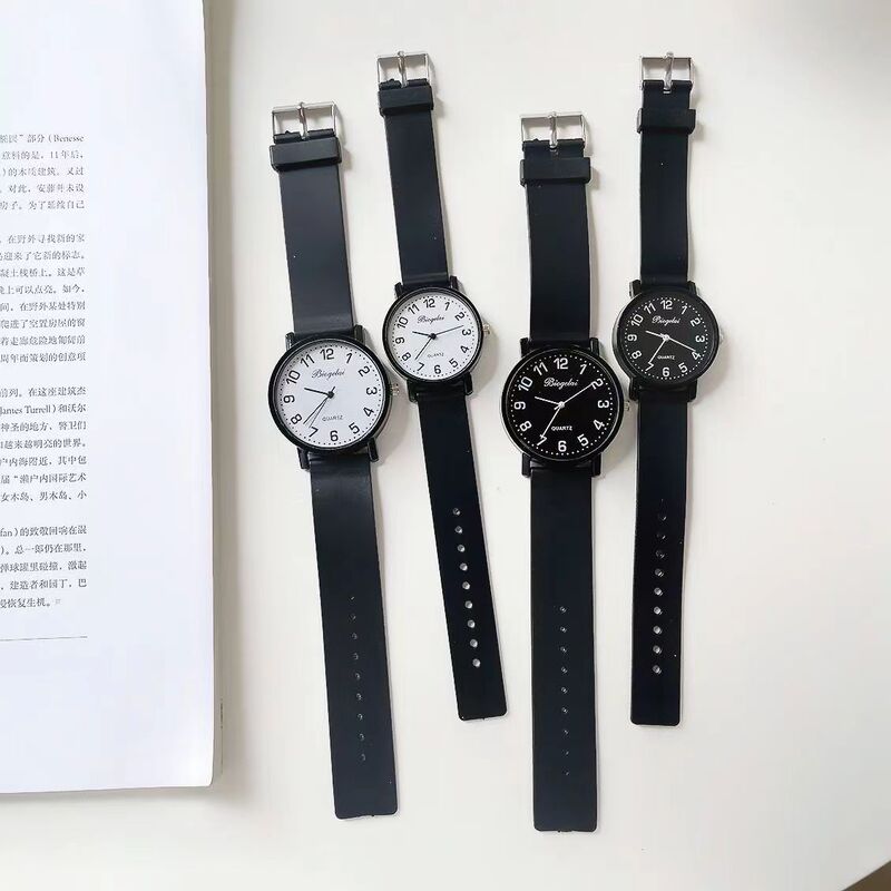 Special Watch for High School and College Entrance Exams, Classic Simple Literary Retro Korean Style Quartz Small Black and White Watch for Male and Female Middle School Students